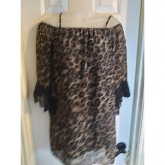 By & By Dress Leopard Print Off Shoulder Adjustable Straps Sz XS - Picture 1 of 11